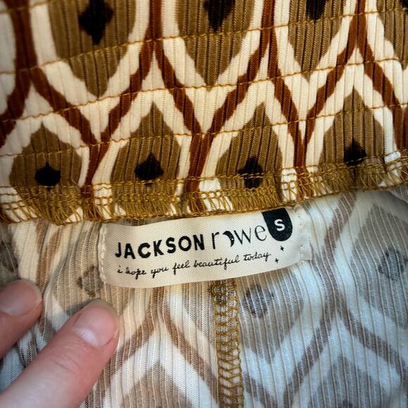 NWOT Jackson Rowe Set Jasmine Wide Leg Pant and Top Evil Eye Tan Resort Festival - Picture 12 of 16